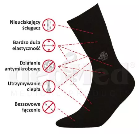 Skarpetki zdrowotne z wełną merynosową Skarpetki zdrowotne z wełną merynosową