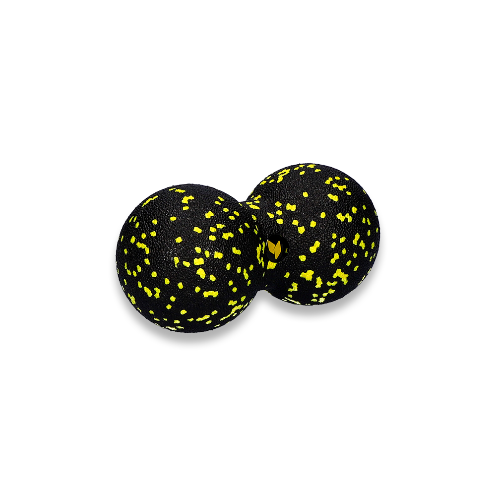 YellowMASSAGE DuoBall podwójna piłeczka do masażu, EPP 8 cm, czarno-żółty