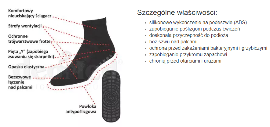 Skarpetki bezuciskowe bawełniane antypoślizgowe GYM Skarpetki bezuciskowe bawełniane antypoślizgowe GYM