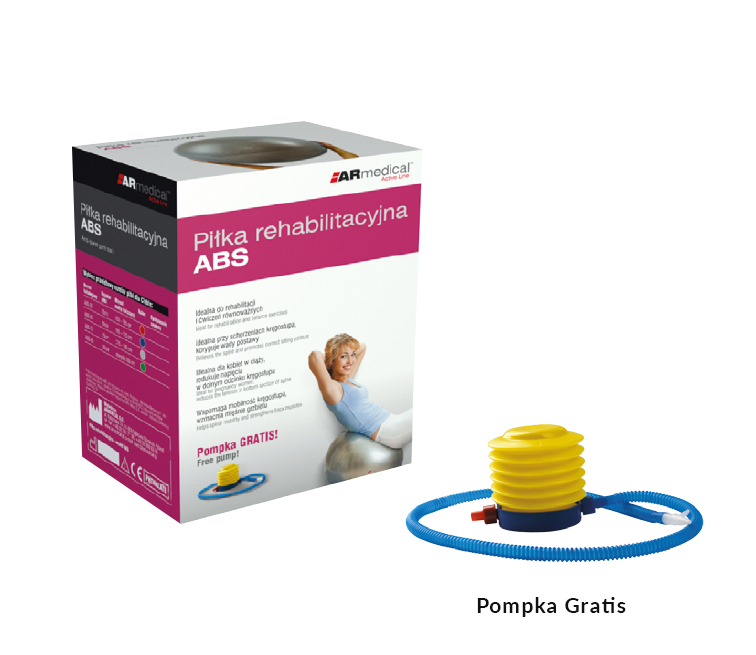 Piłka rehabilitacyjna ABS w zestawie z pompką