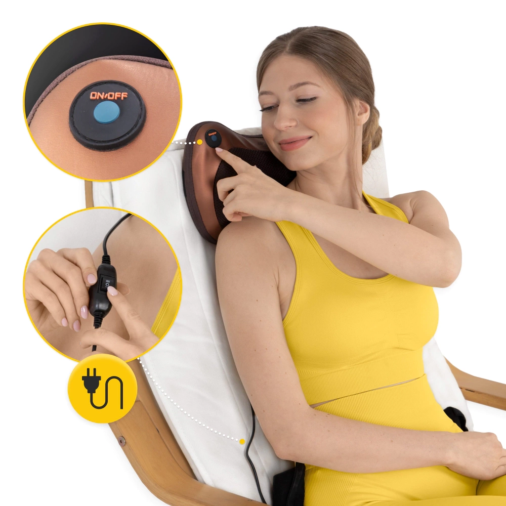 Poduszka masująca kark ramiona plecy shiatsu PRO+