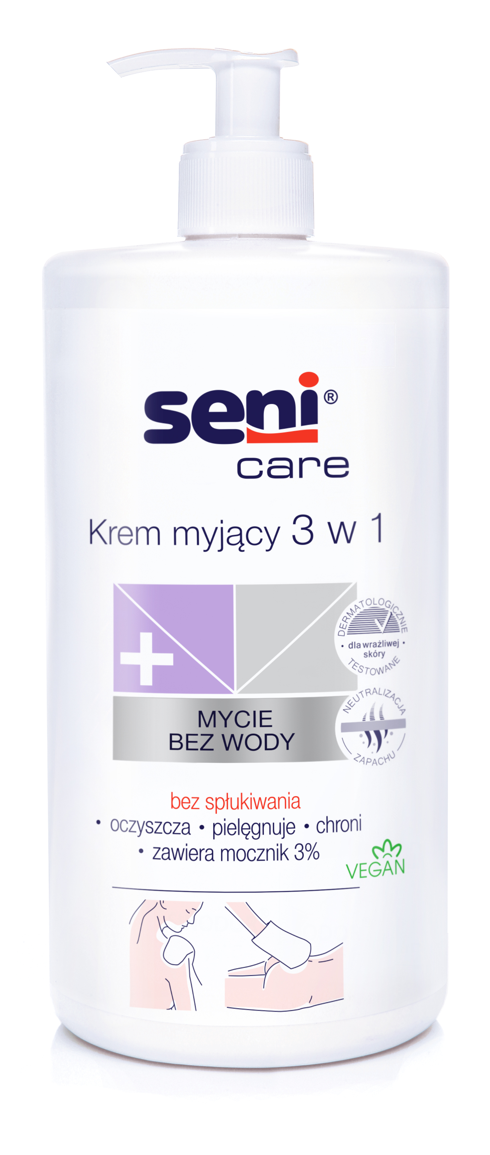 Seni Care krem myjący 3 w 1 z mocznikiem 500 ml Seni Care krem myjący 3 w 1 z mocznikiem 500 ml