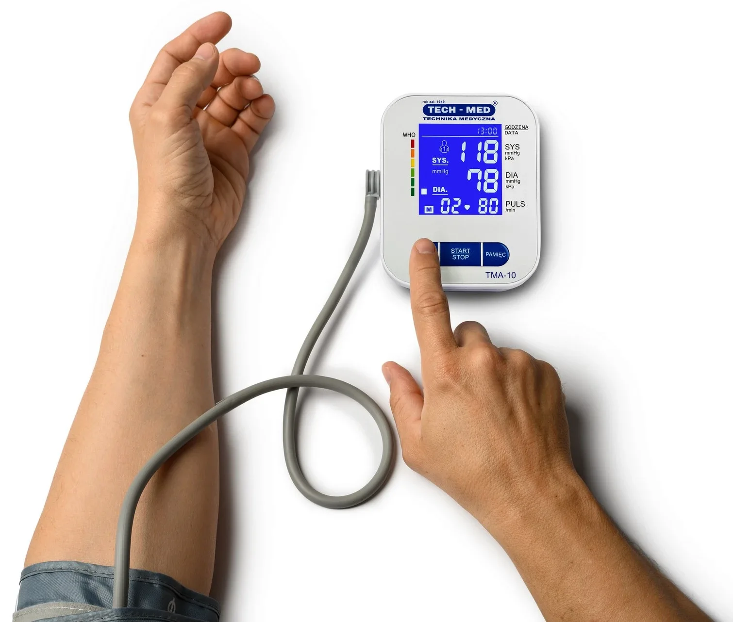 Ciśnieniomierz elektroniczny TMA-10 TECH-MED z zasilaczem USB, podświetlany ekran, wykrywa arytmię Ciśnieniomierz elektroniczny TMA-10 TECH-MED z zasilaczem USB, podświetlany ekran, wykrywa arytmię