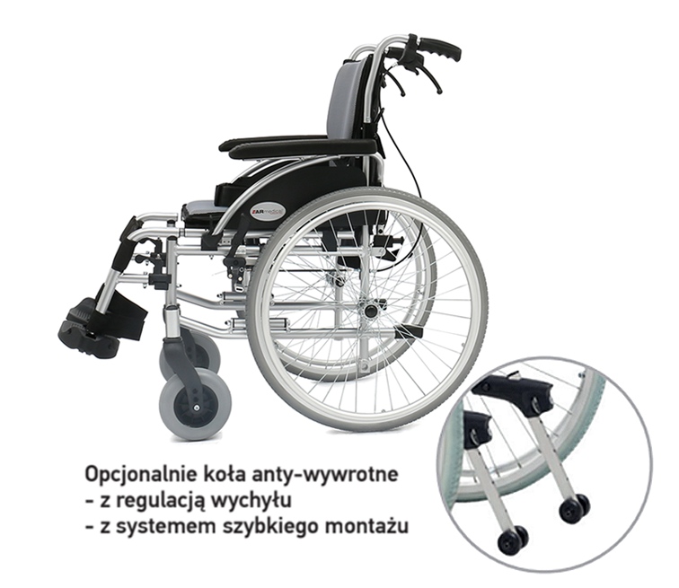 Wózek inwalidzki aluminiowy ERGONOMIC ultralekki 13 kg / do 130kg max Wózek inwalidzki aluminiowy ERGONOMIC ultralekki 13 kg / do 130kg max